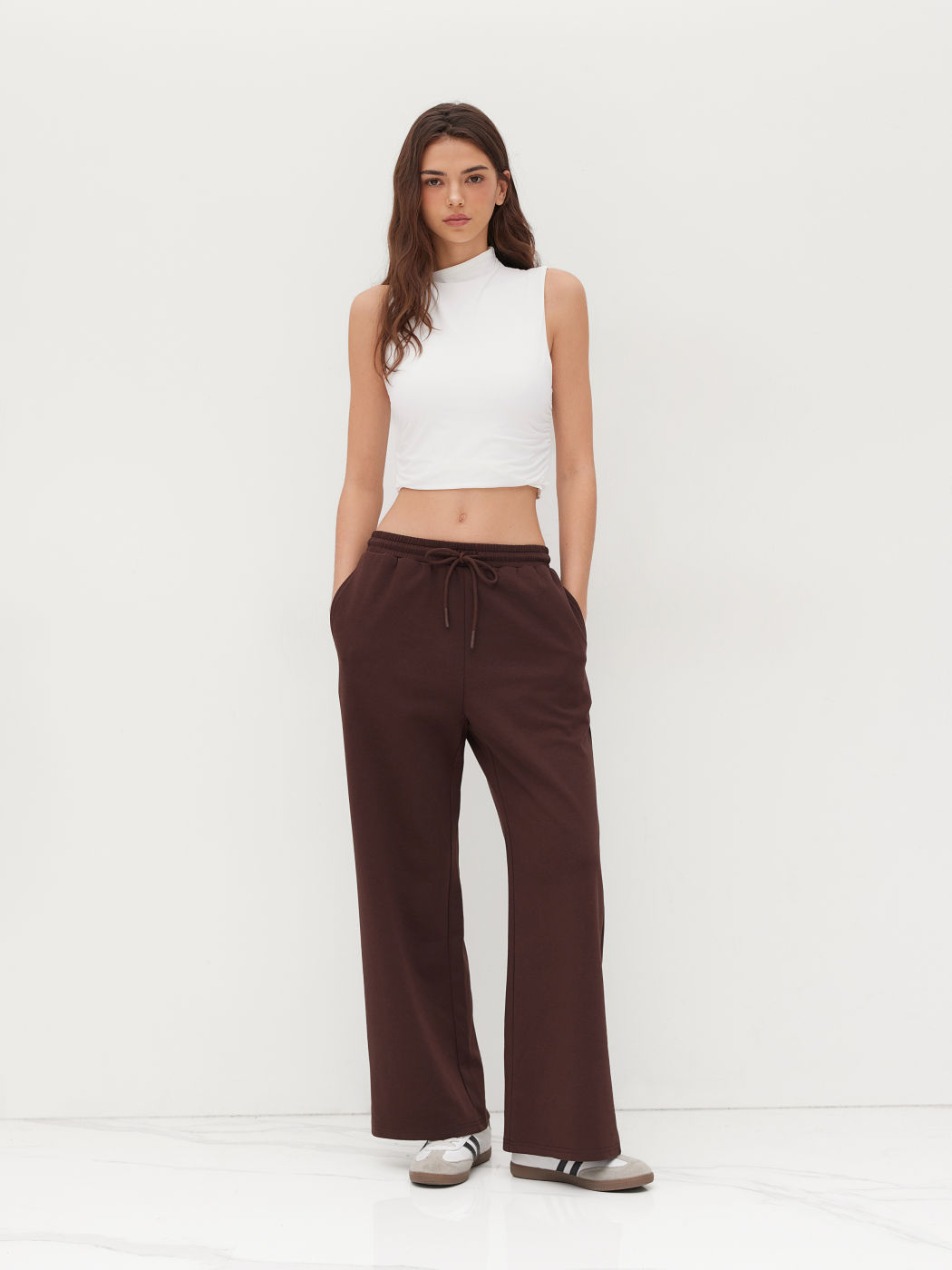 Asymmetrical Neck Ruched Crop Tank Top