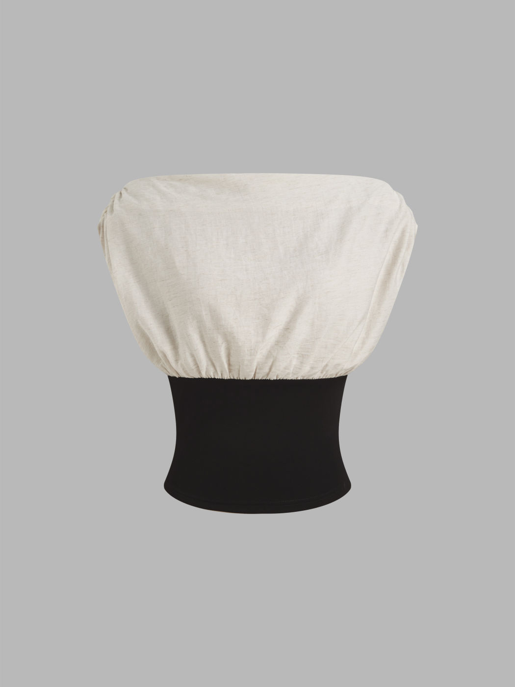 Linen-blend Asymmetrical Neck Two Tone Ruched Top