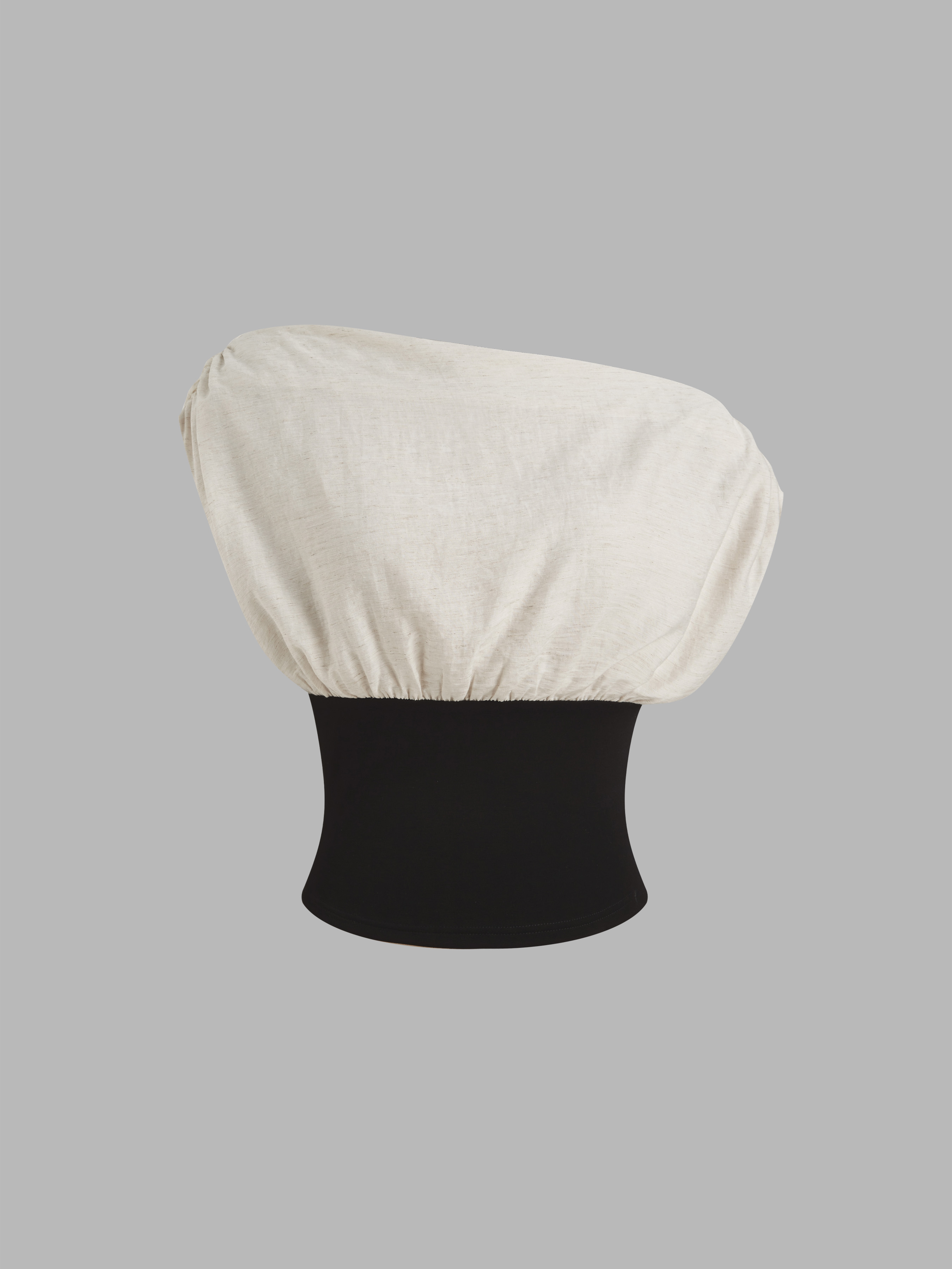 Tissé Linen-blend Asymmetrical Neck Two Tone Ruched Top For Travail