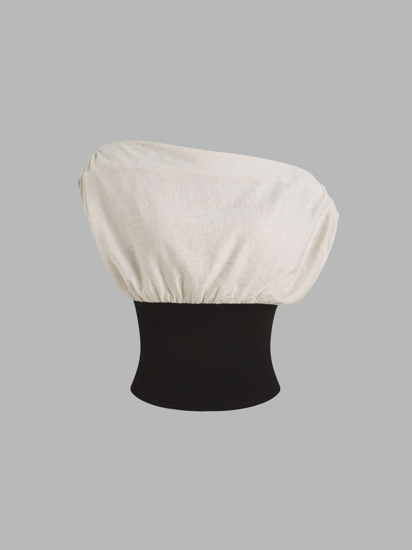 Linen-blend Asymmetrical Neck Two Tone Ruched Top