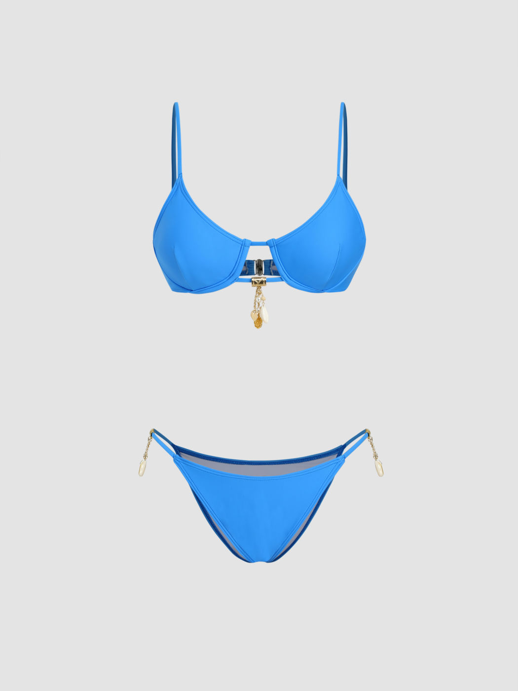 Bikini-Set mit U-Halsausschnitt, Muschel-Details und Ausschnitten mit Bügelsupport