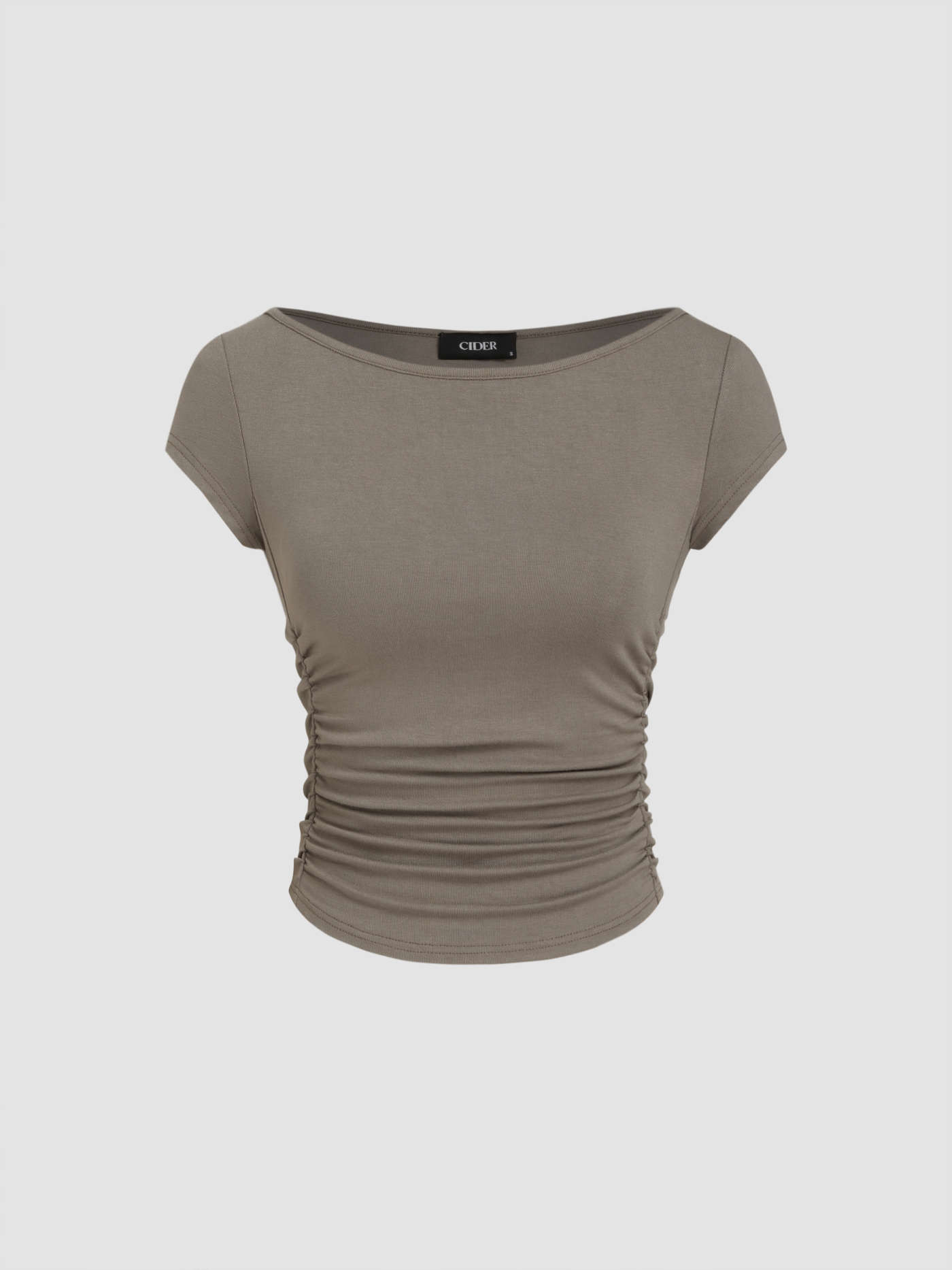 Boat Neck Ruched Tee