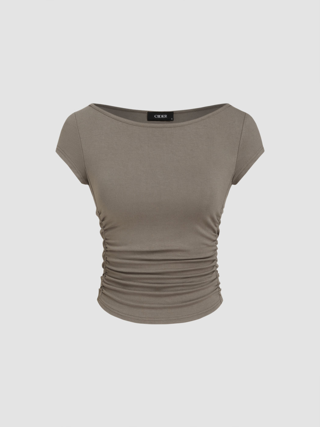 Boat Neck Ruched Tee