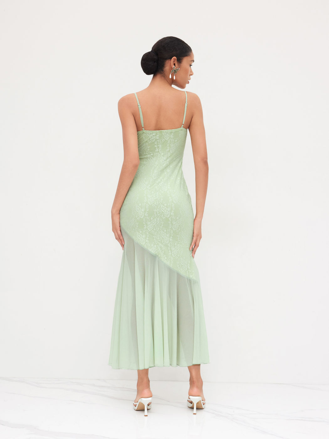 Mesh Sweetheart Lace Floral Maxi Dress