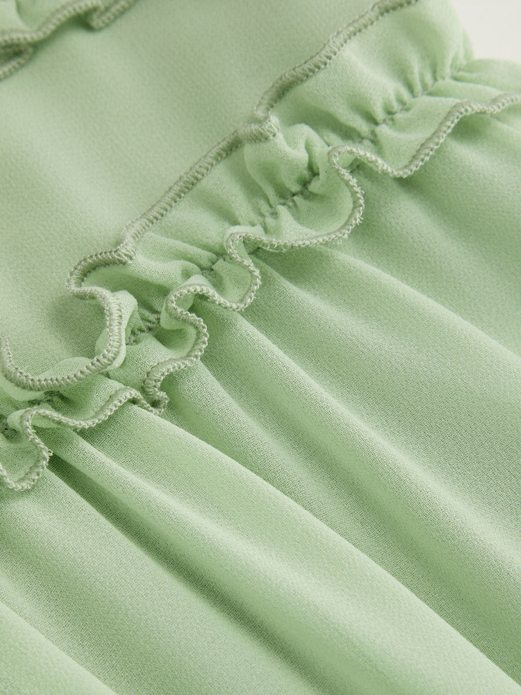 Chiffon V-Ausschnitt Rüschen Salatrand Knoten Midikleid