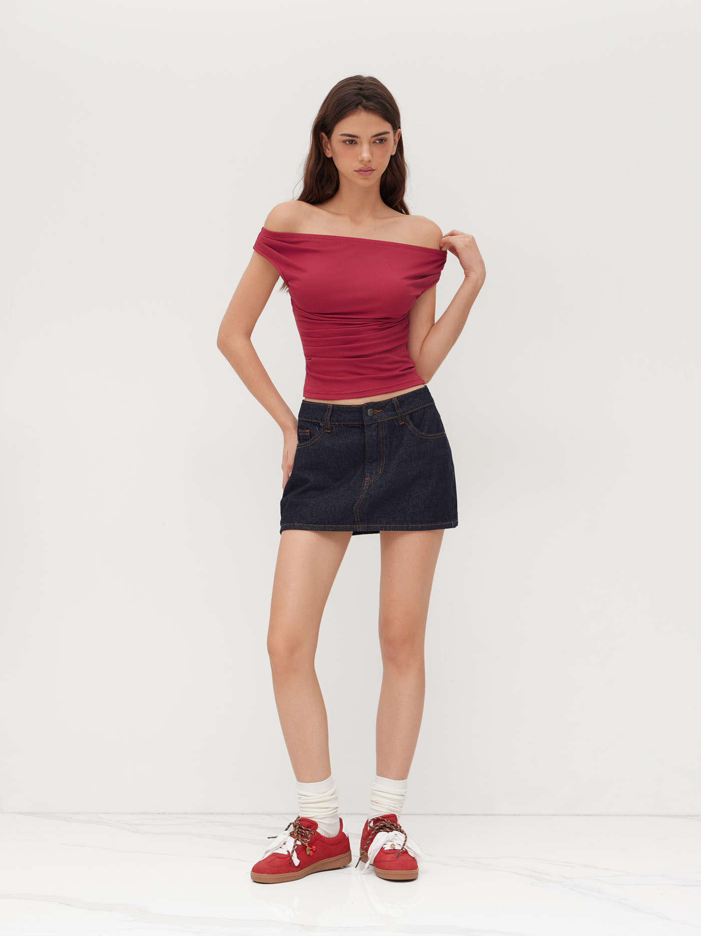 Off-shoulder Ruched Top