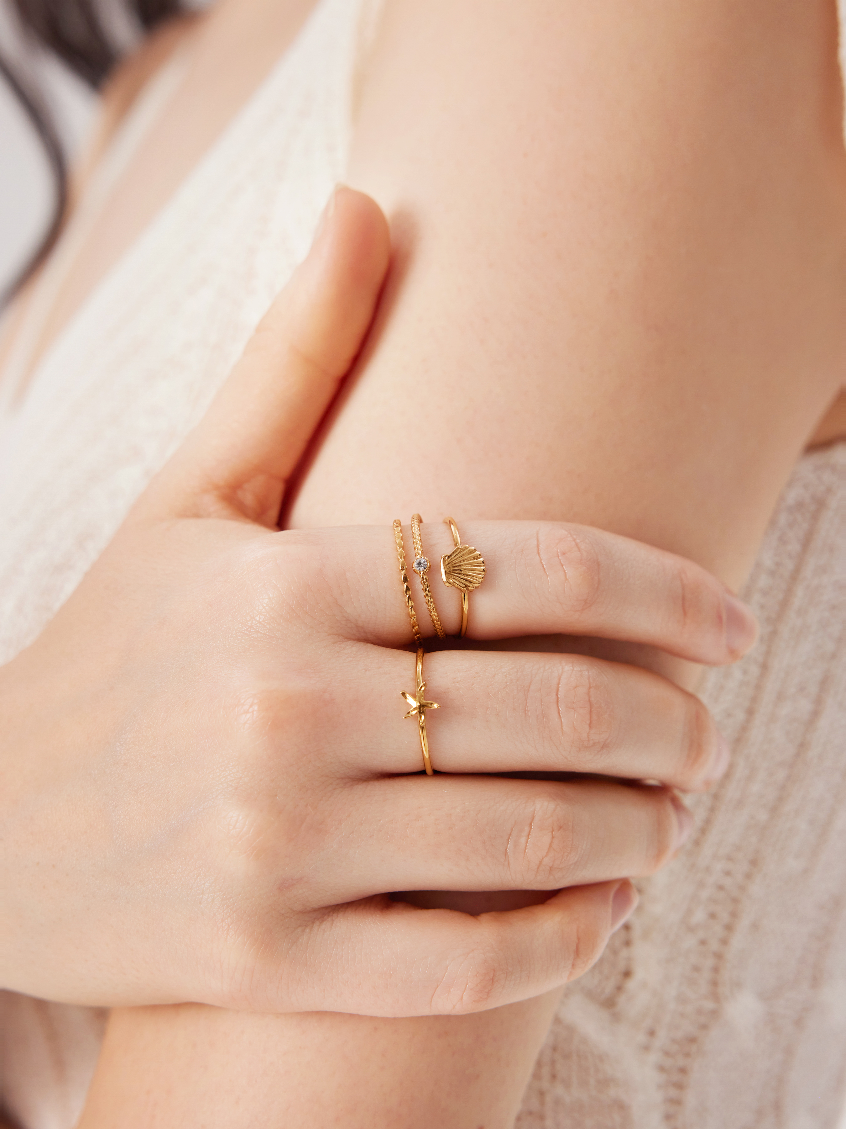 Acciaio inox SET DI ANELLI IN ACCIAIO INOSSIDABILE