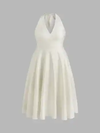 Jacquard-V-Ausschnitt Blumenmuster Maxikleid mit Schnürung Kurve & Plus