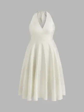 Abito lungo maxi con scollo a V jacquard, lacci e pizzo floreale, taglie comode e curve