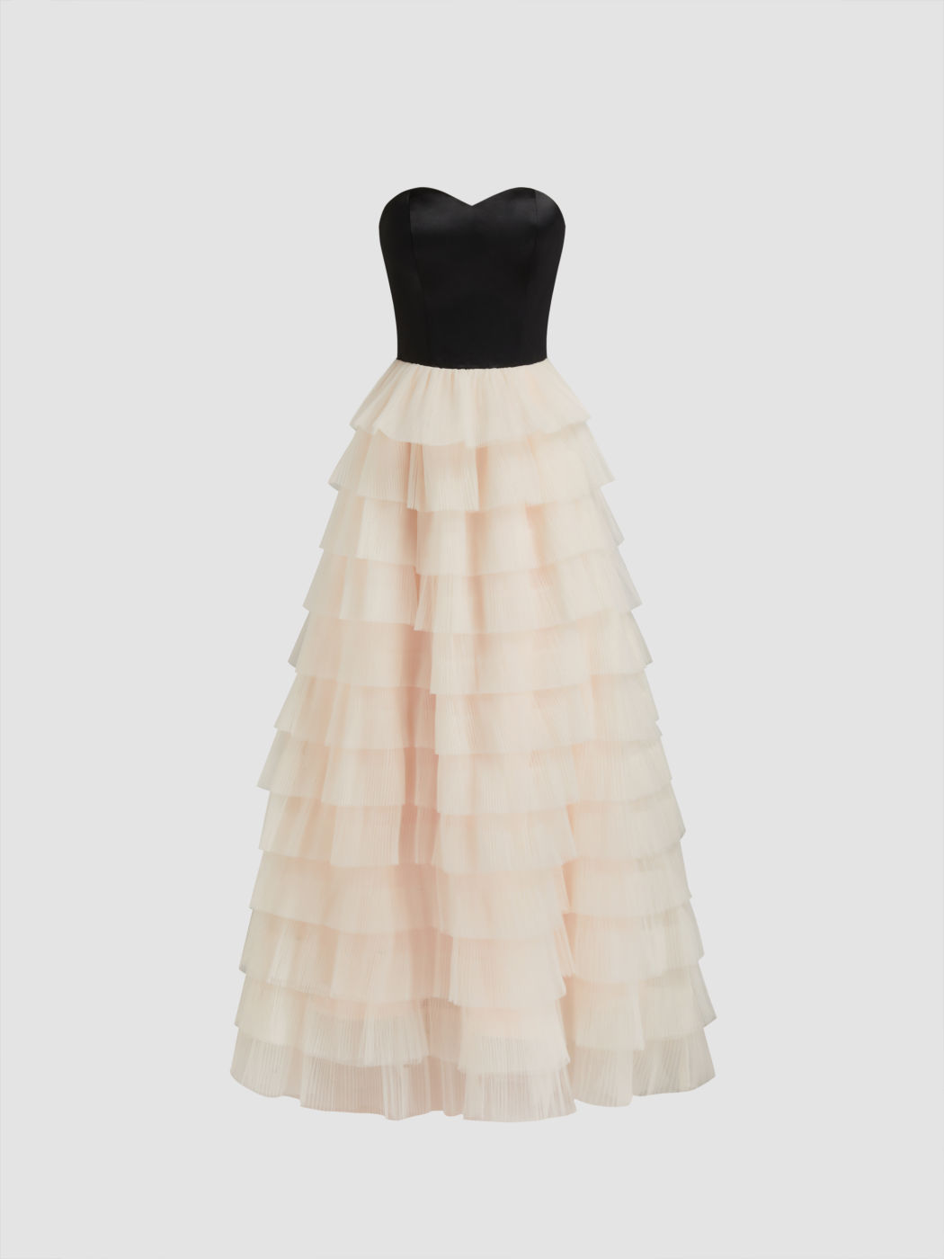 Mesh Two Tone Tulle Layered Bandeau Maxi Dress