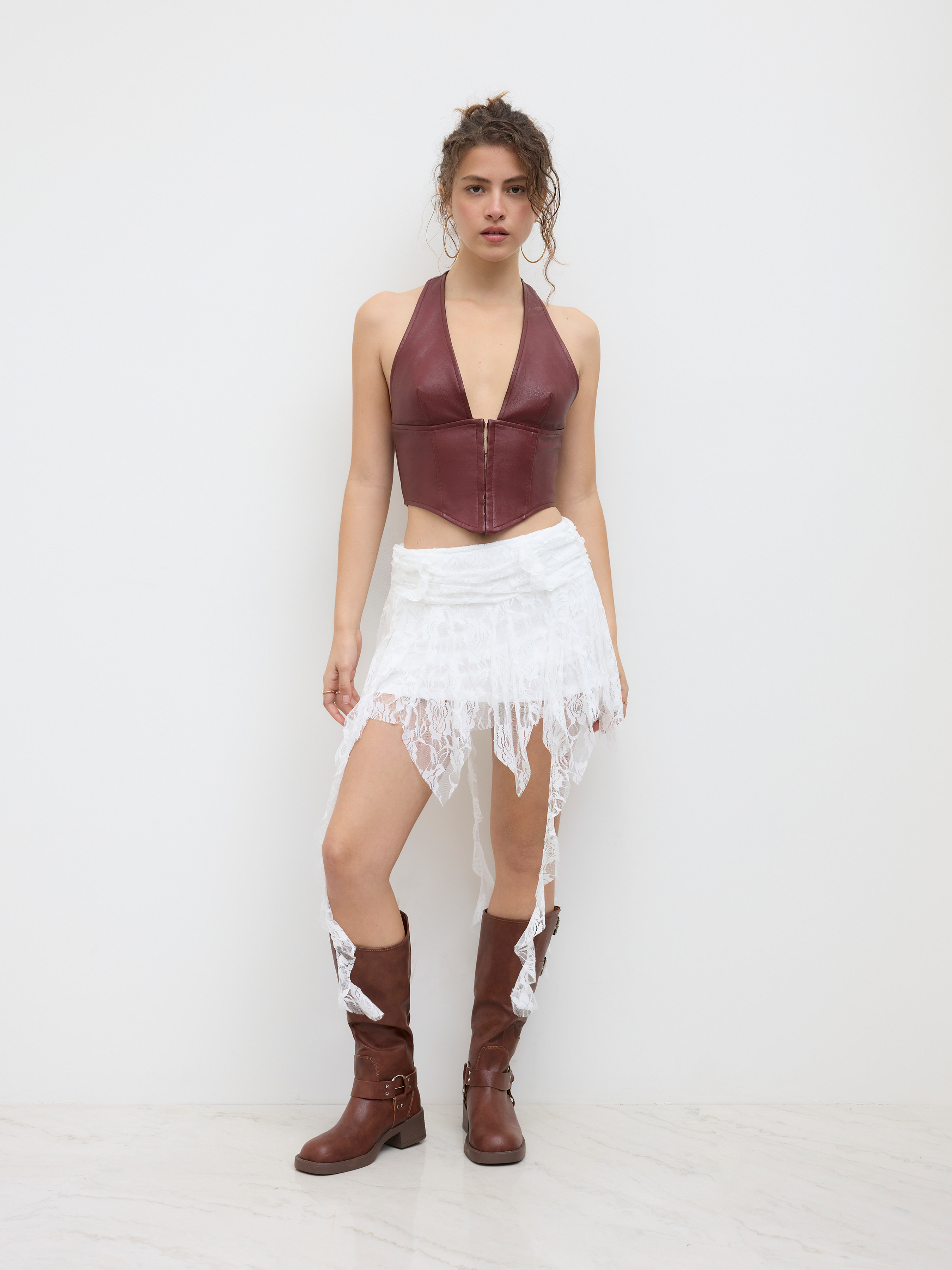 faux leather halter top