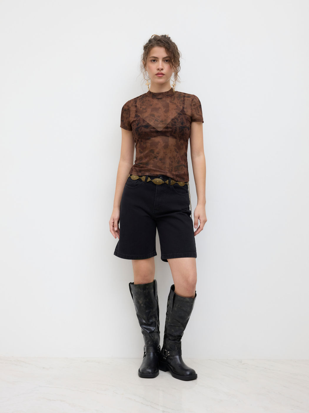 Mesh Abstract See-through Tee