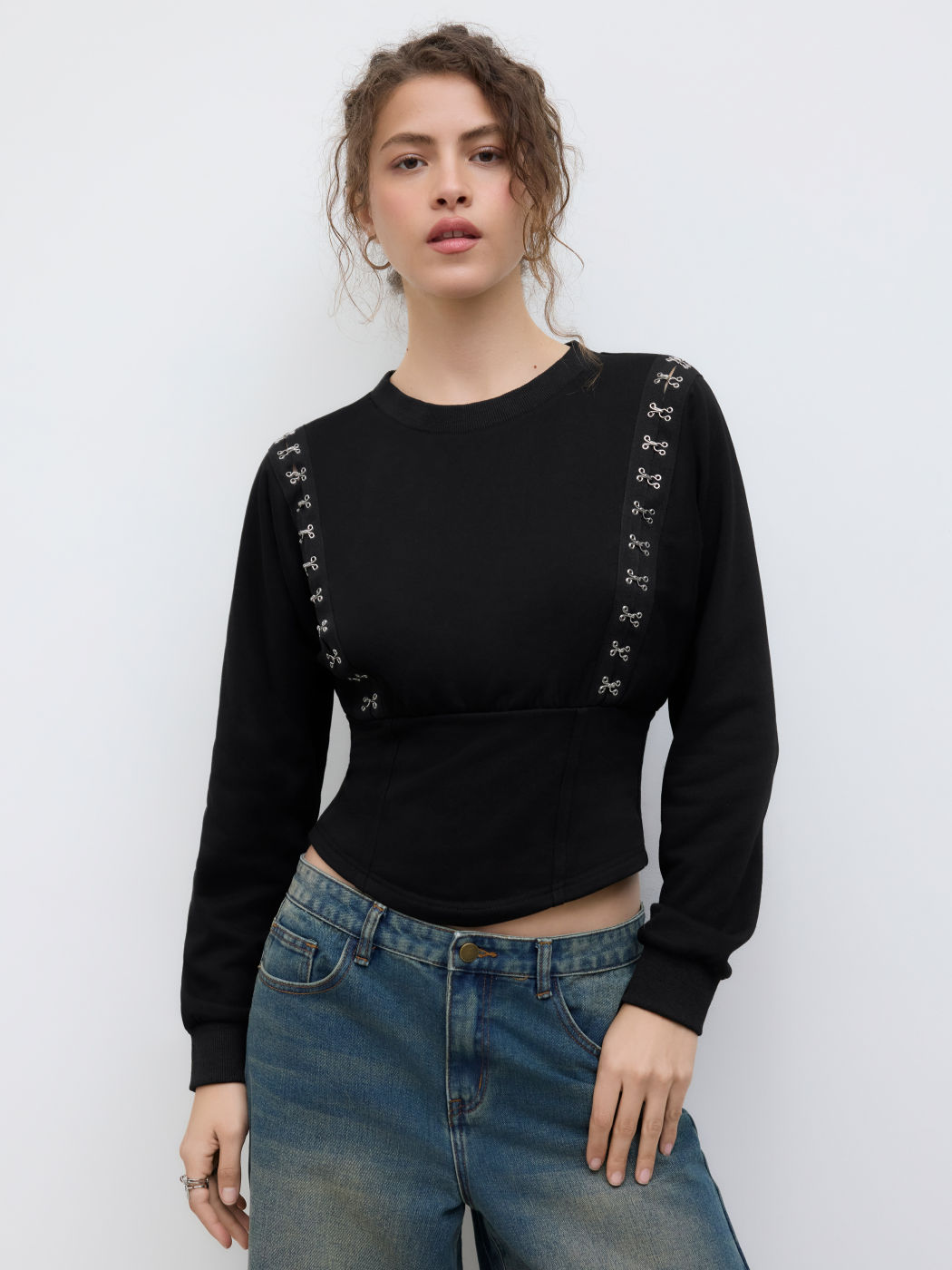 Two Way Terry Clasp Deatil Sweatshirt
