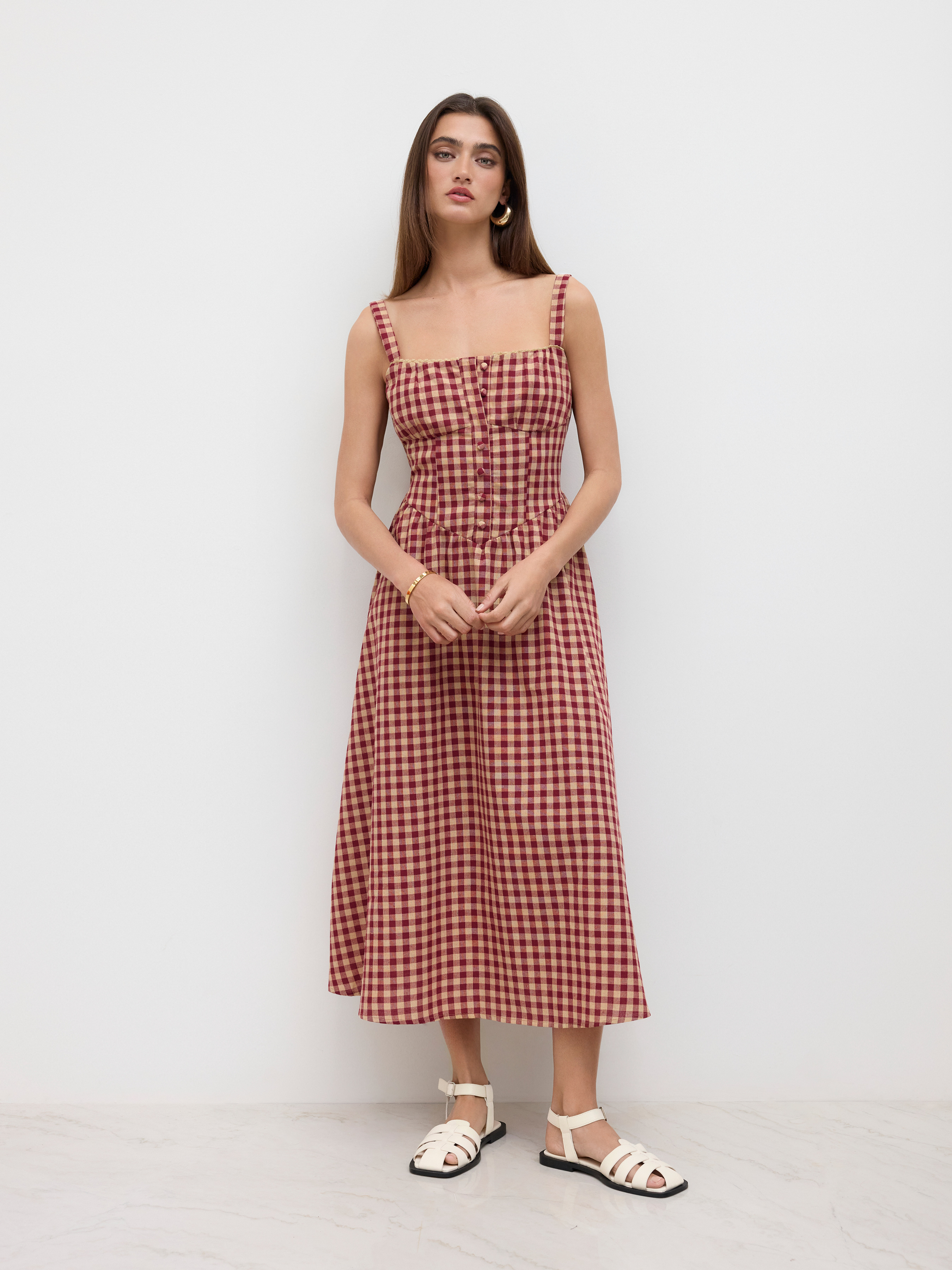 【正規店出品】KNWLS SD0MICHECK SKINN DRESS GINGHAM CHECK KNWLS_AW24_Skinn-Dress_Halcyon