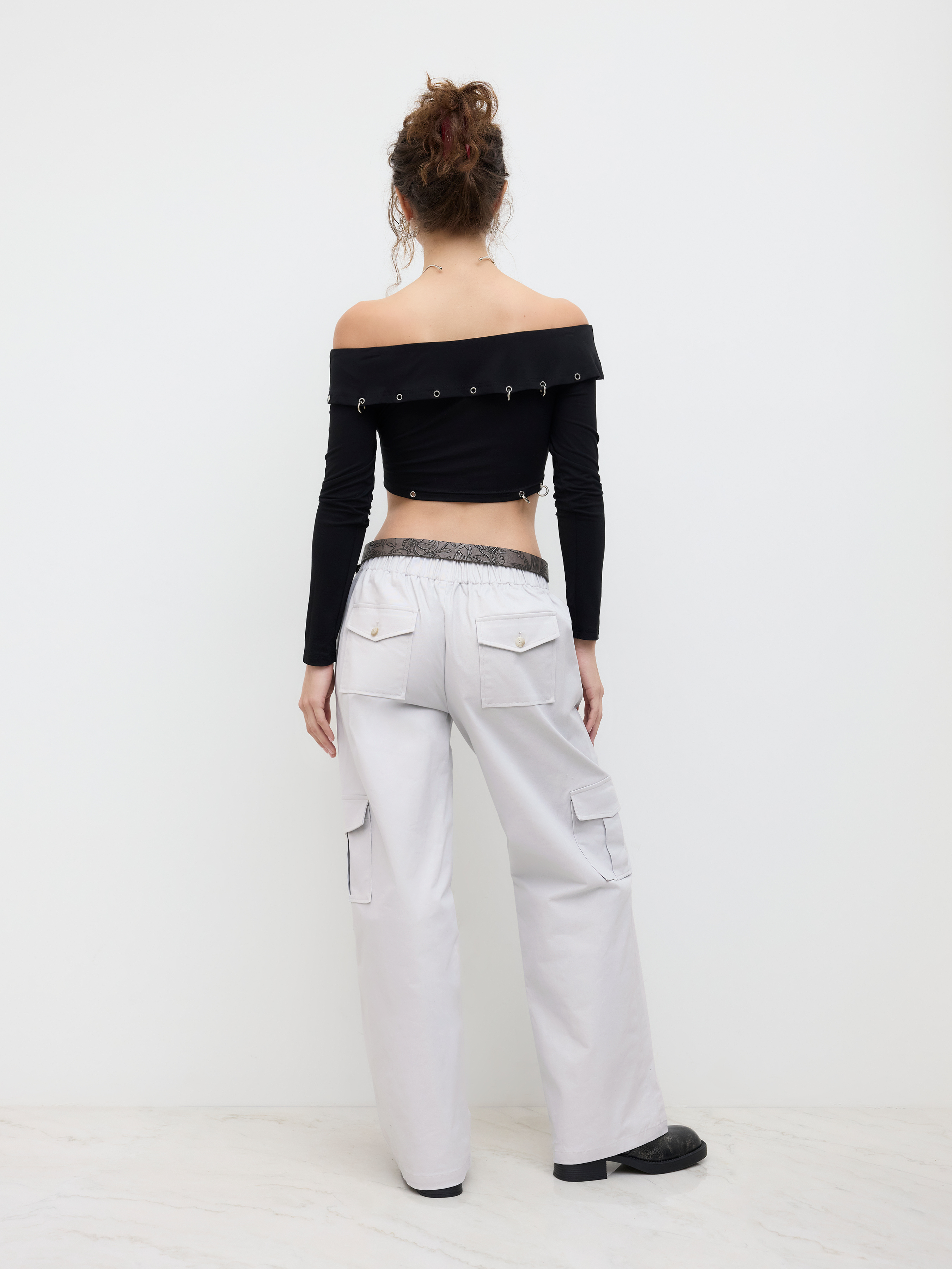 Cotton-blend Boat Neck Ruched Asymmetrical Hem Tee
