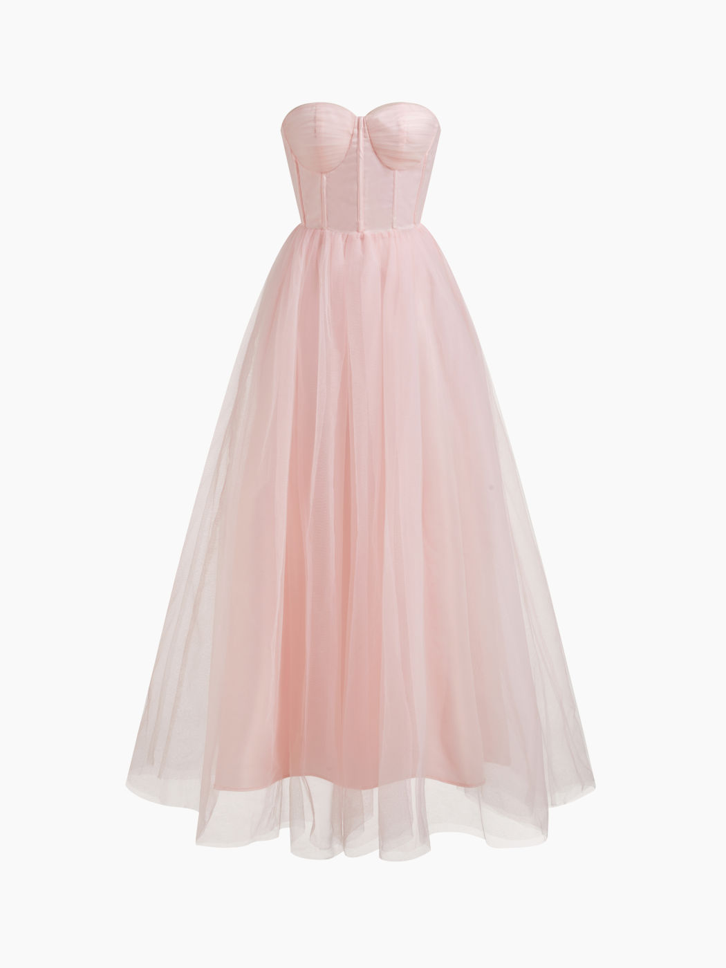 Mesh Corset Tulle Lace Up Bandeau Maxi Dress