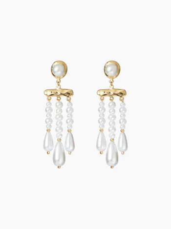 FAUX  PEARL TASSEL EARRINGS