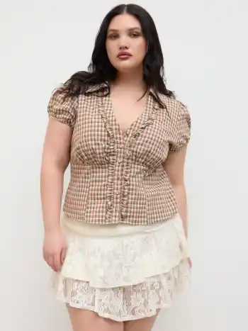Lace Mid Rise Layered Mini Skirt Curve & Plus