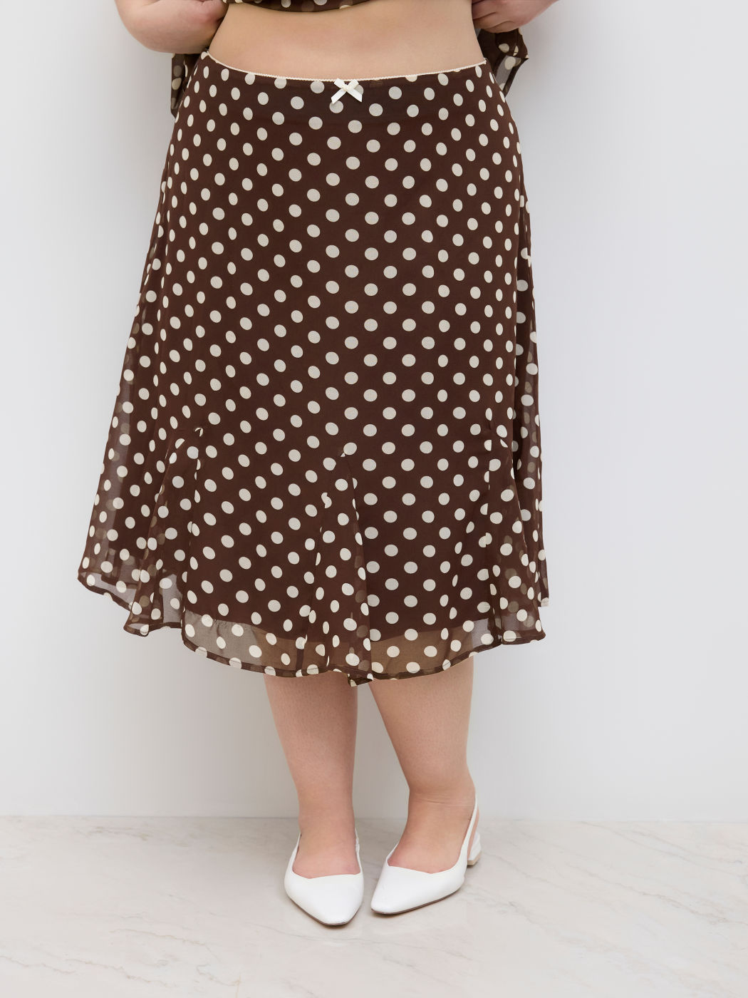 Chiffon Mittelhöhe Punkte Schleife Mermaid Midiskirt Kurve & Plus
