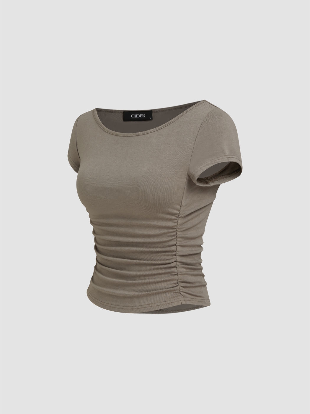 Boat Neck Ruched Tee