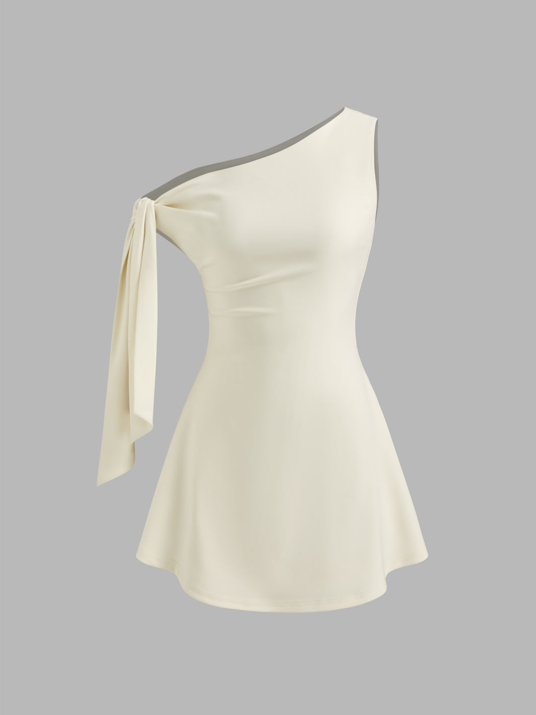 Asymmetrical Neck Knotted Mini Dress