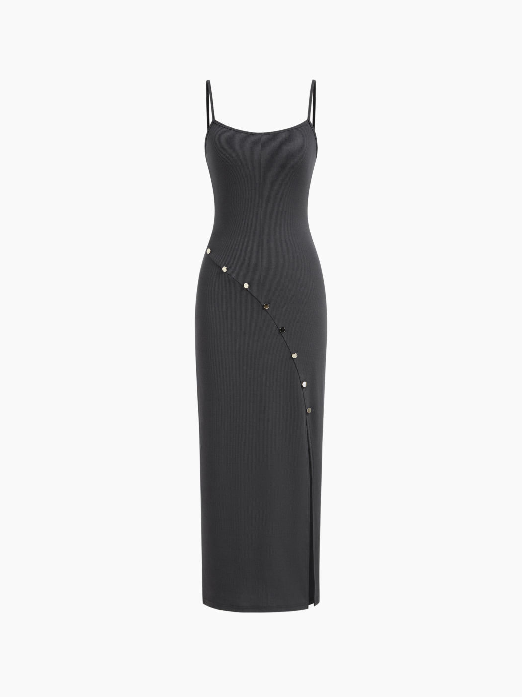 U-neckline Button Split Maxi Dress