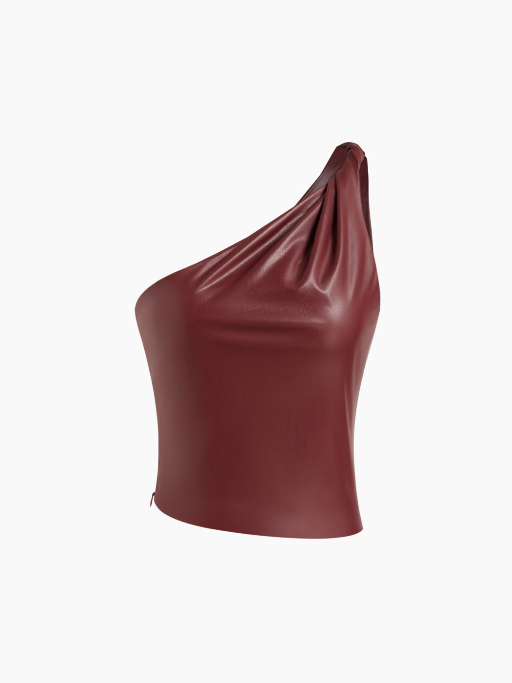 Faux Leather Asymmetrical Neck Tank Top