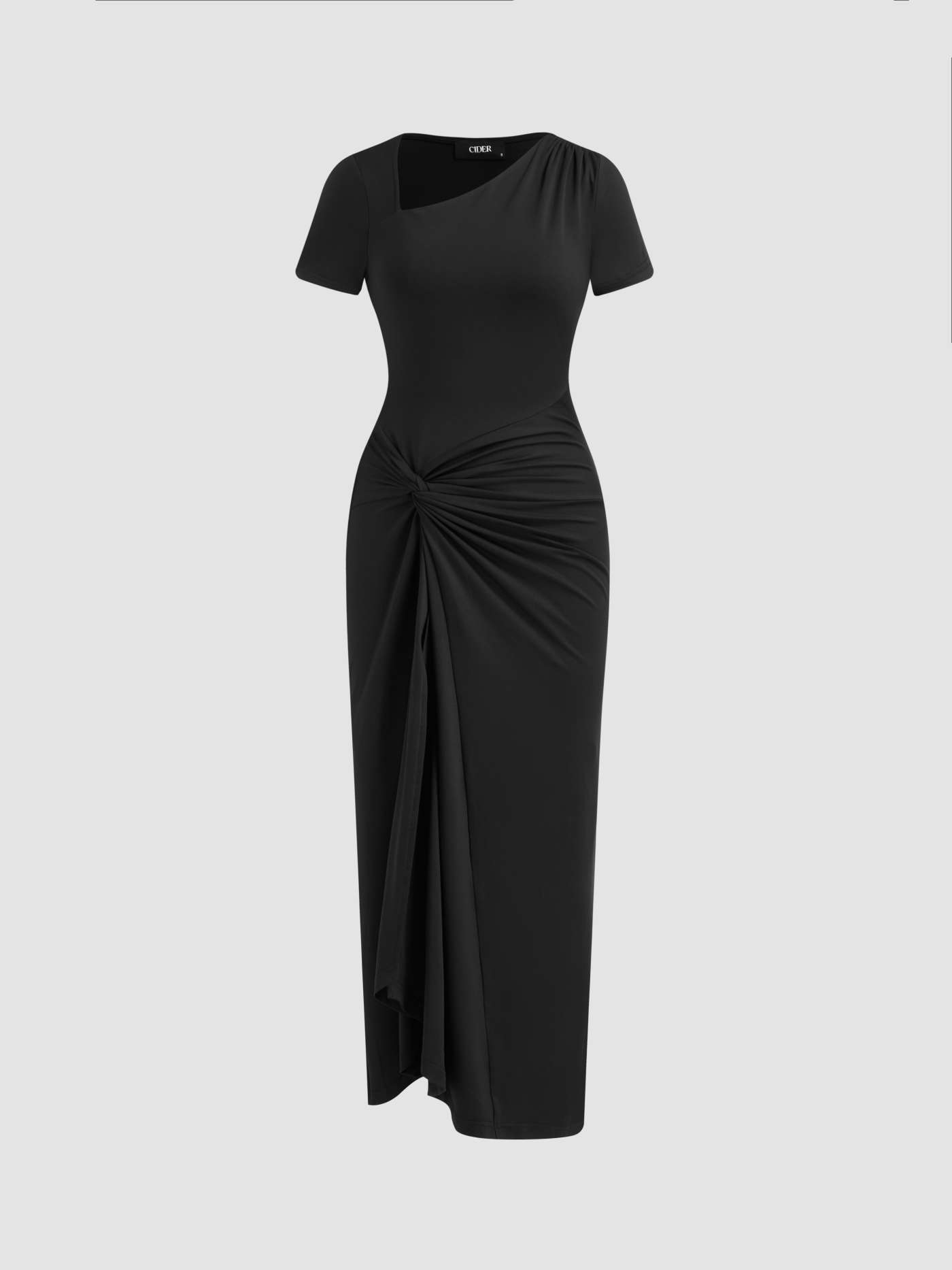 Asymmetrical Neck Twist Maxi Dress