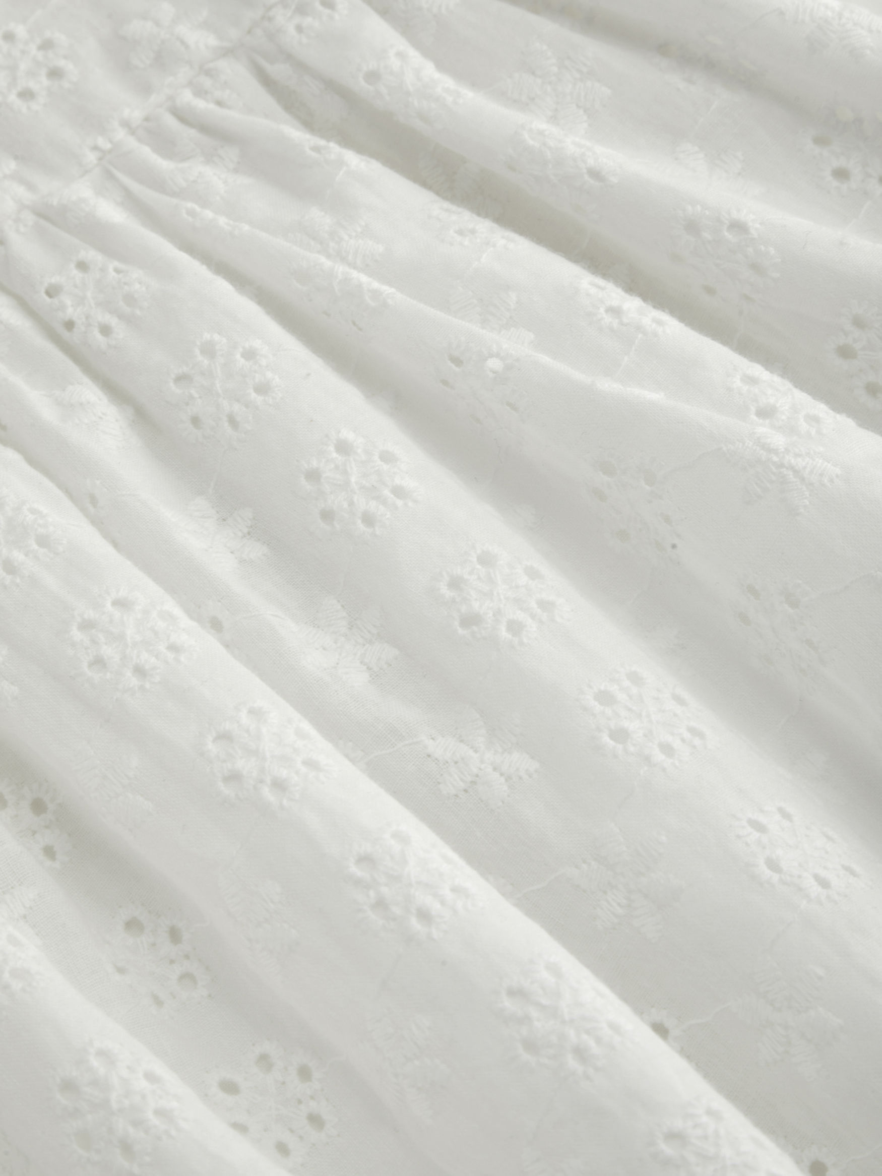 Cotton V-neck Broderie Anglaise Floral Button Midi Dress