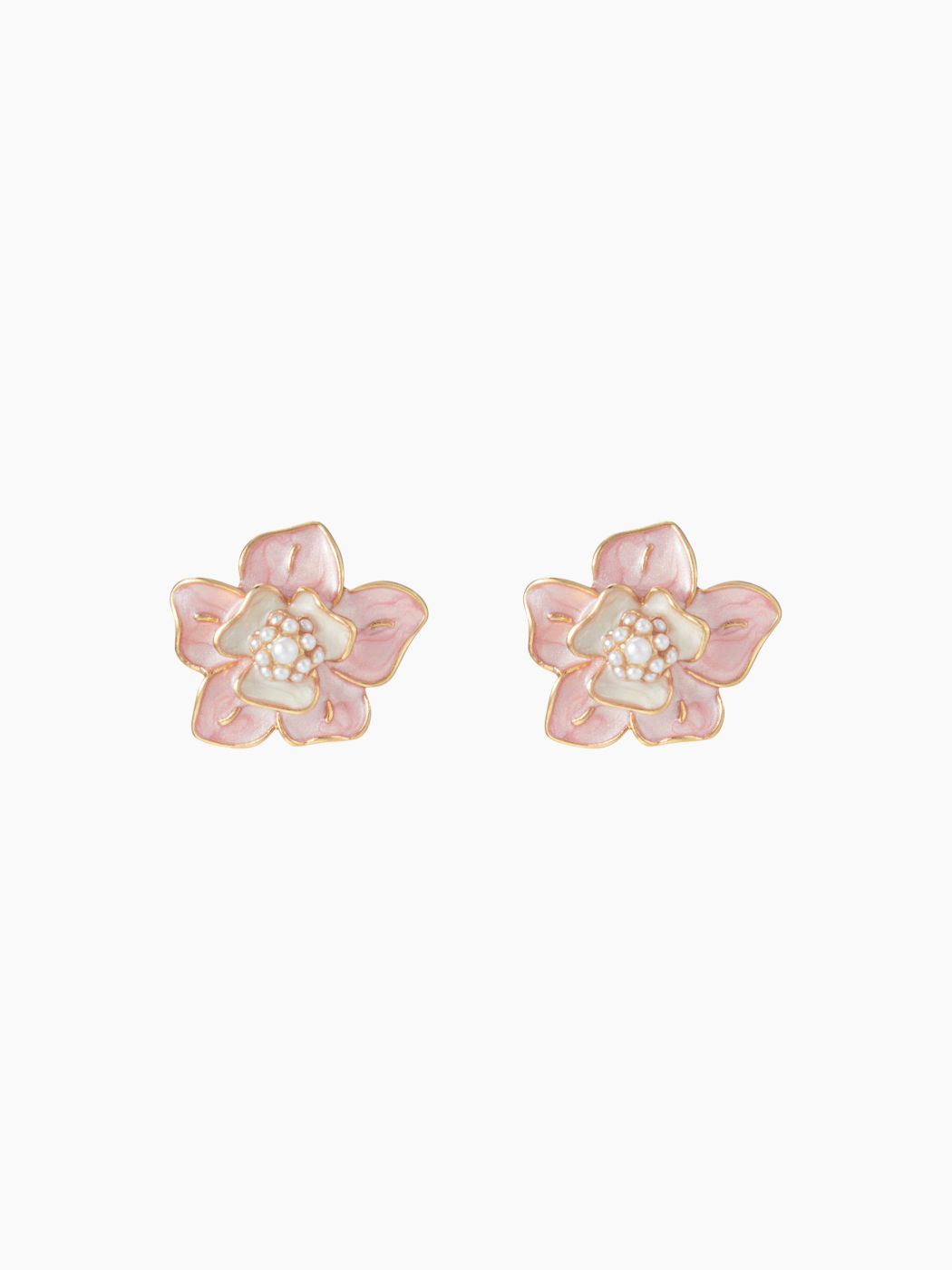 Blumen- und Faux-Perlen-Stud-Ohrringe