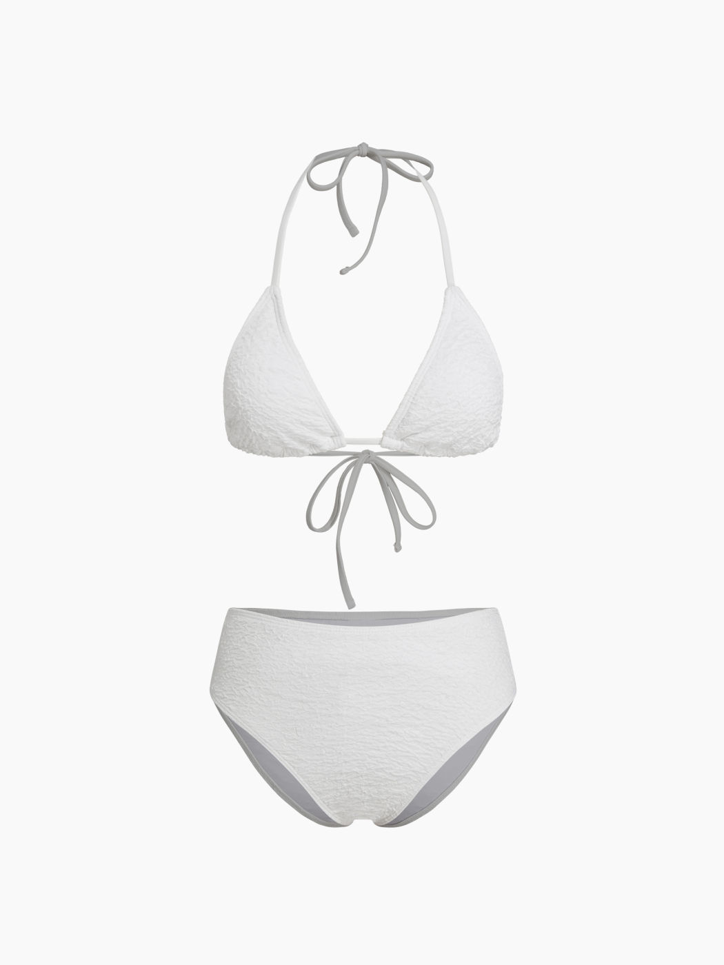 Set bikini sfacciato con nodo e scollo a V testurizzato con allacciatura al collo