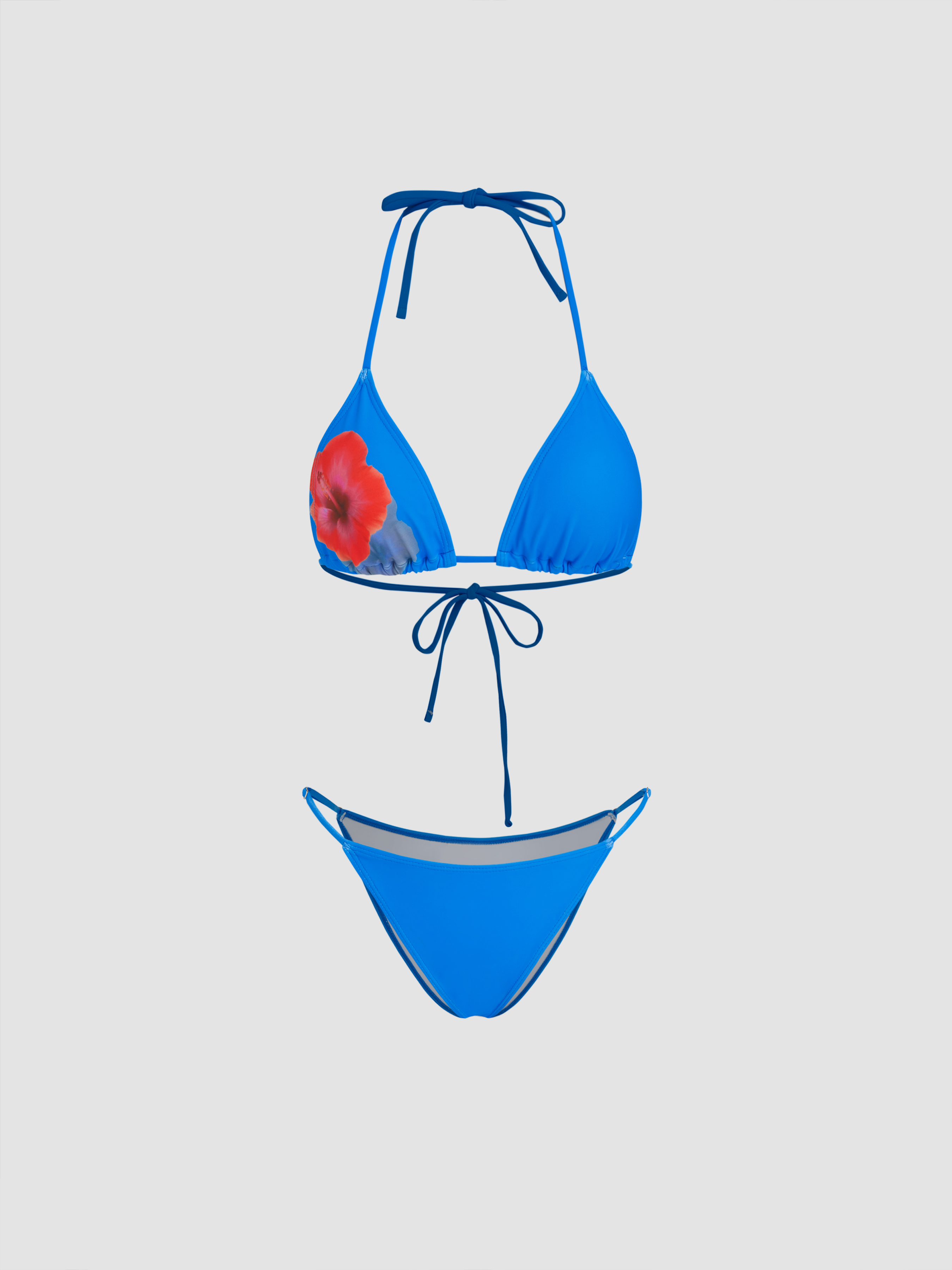 V-Ausschnitt Blumenmuster Gebundener Halter Bikini-Set mit Cover-Up-Skirt