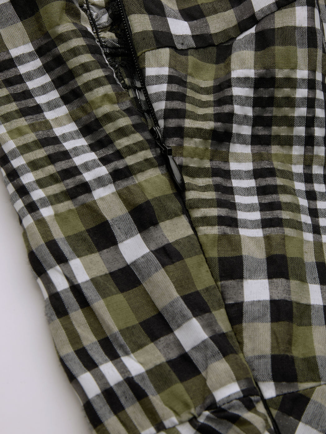 Cotton-blend Square Neck Check Lettuce Trim Shirred Maxi Dress
