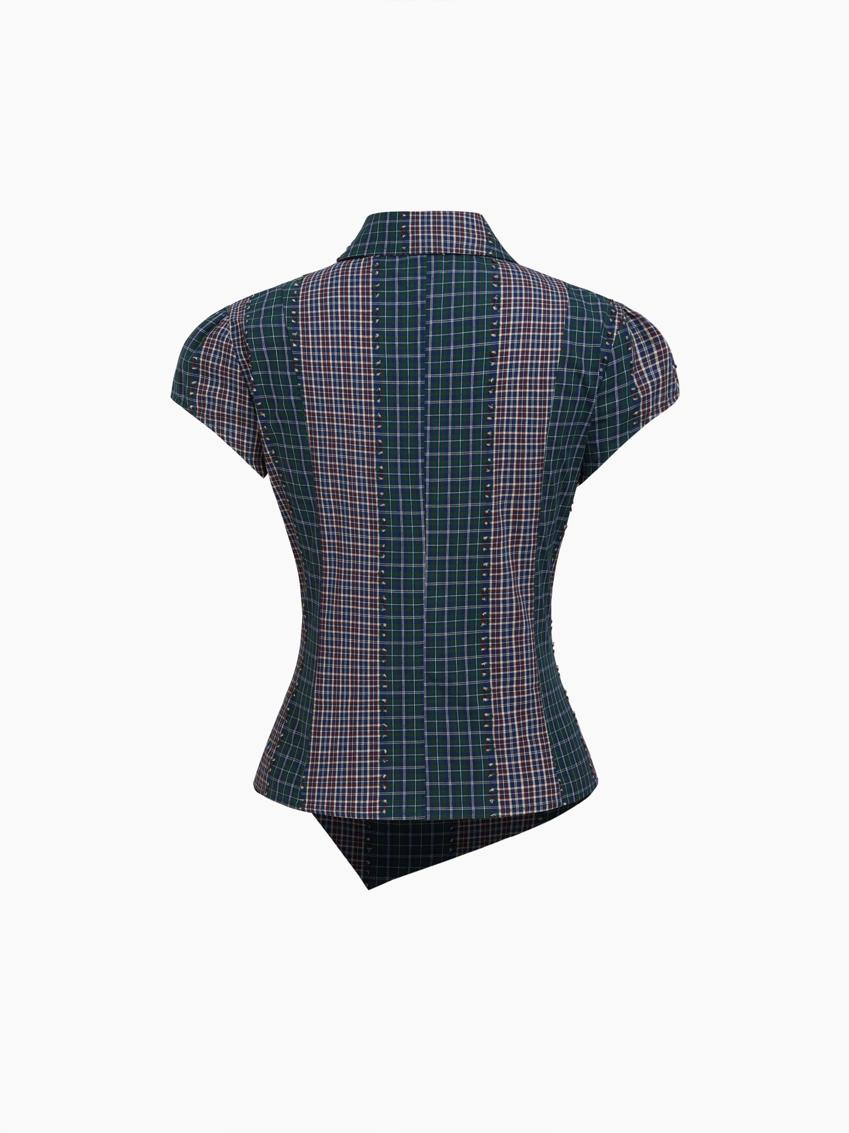 100% Cotton Asymmetrical Button Two Tone Patched Shirt