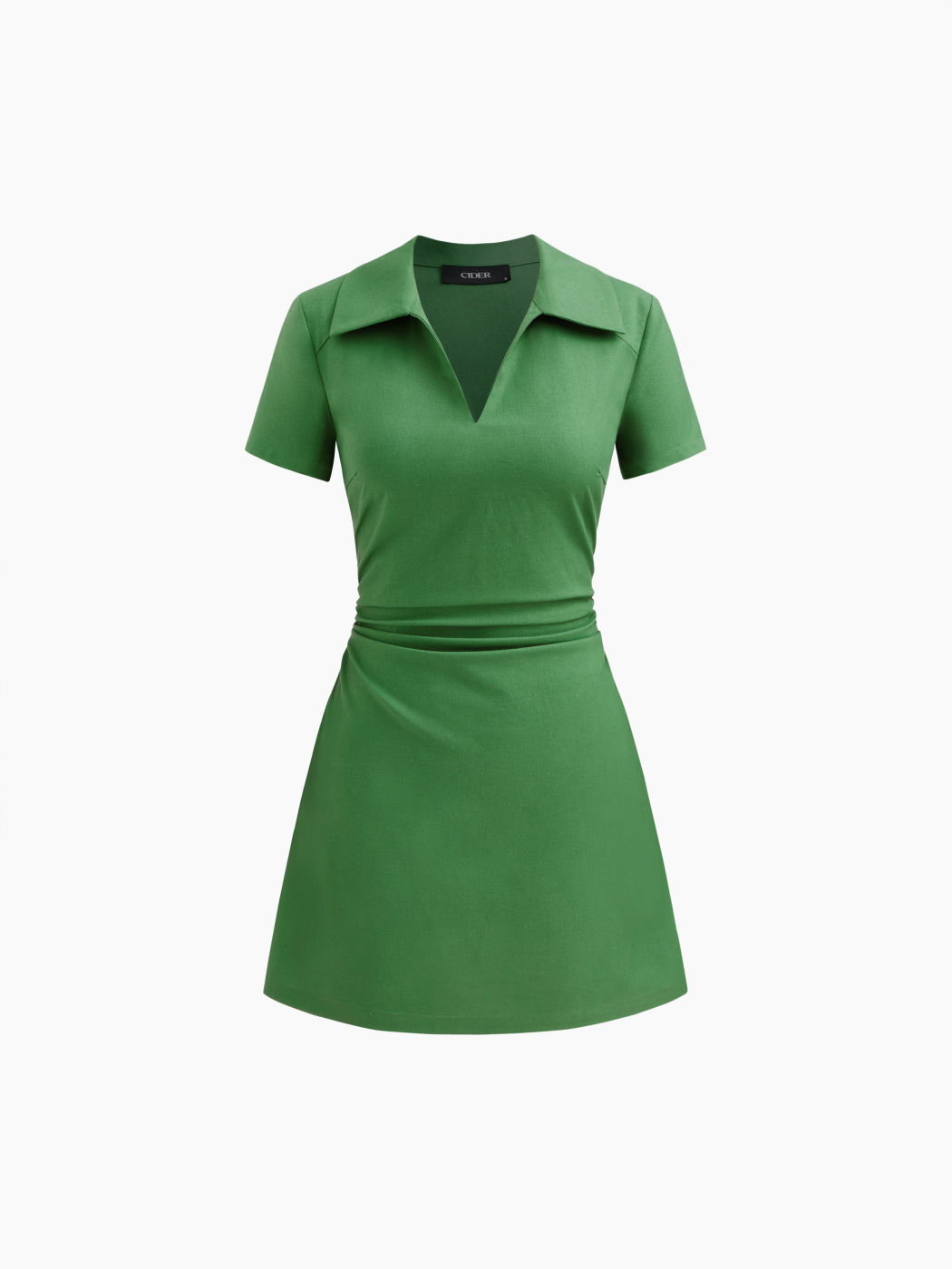 Linen-blend Polo Ruched Mini Dress