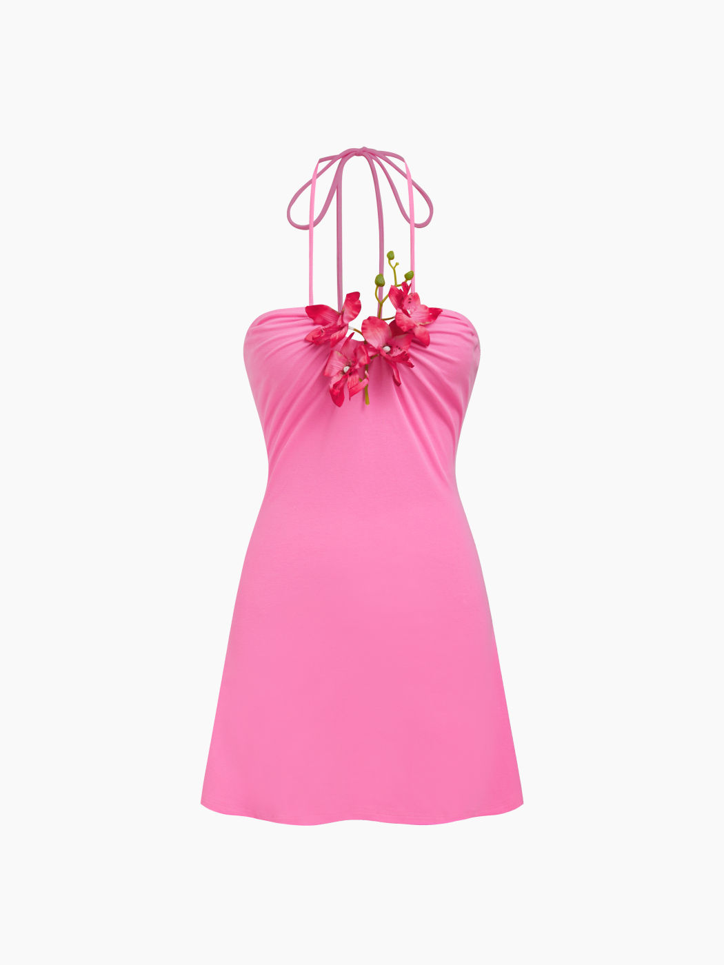 Florales Mini-Kleid mit Halterhals