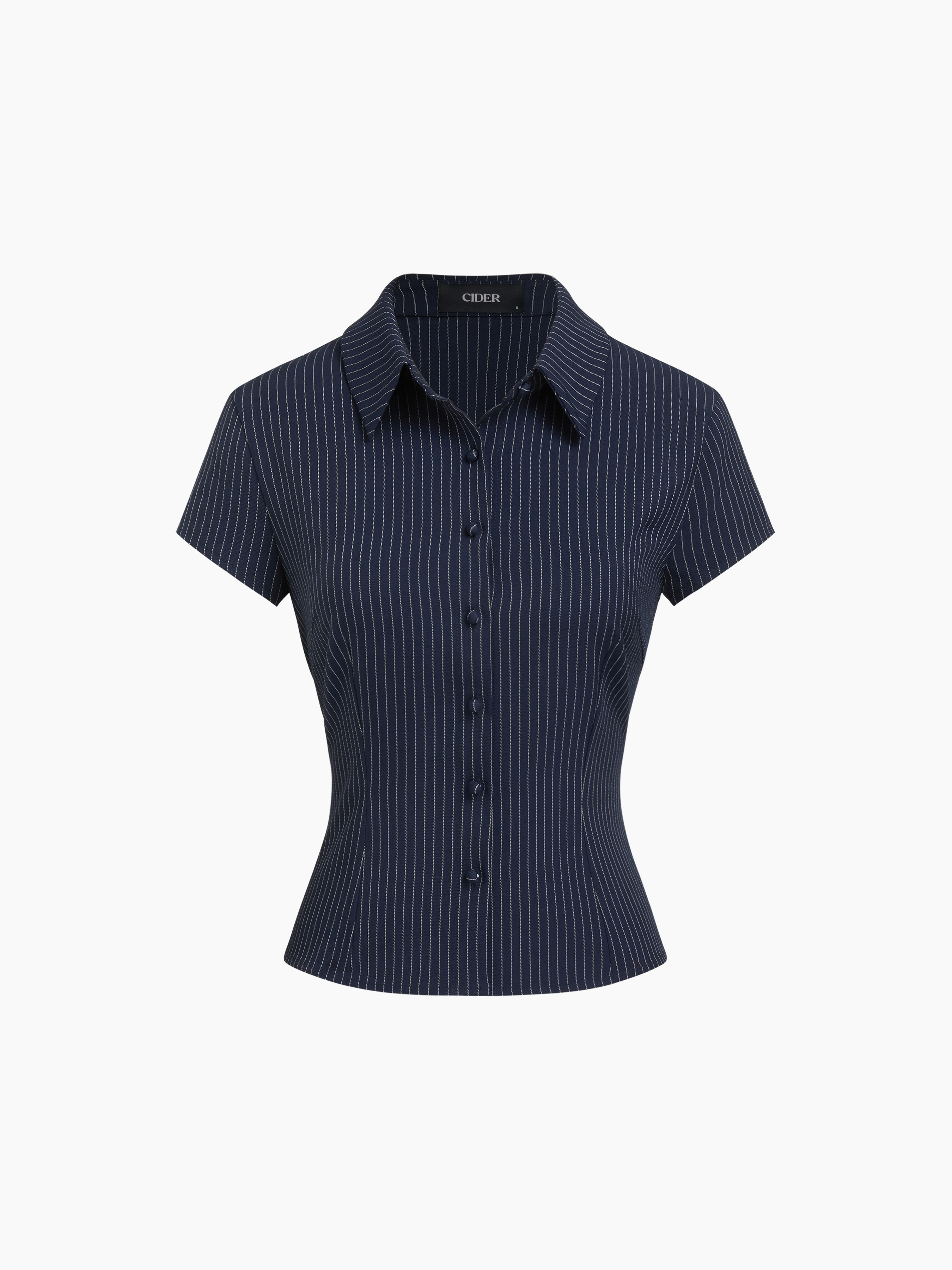 Woven Collar Stripe Short Sleeve Shirt For School