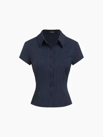 Knit Round Neckline Solid Button Long Sleeve Top