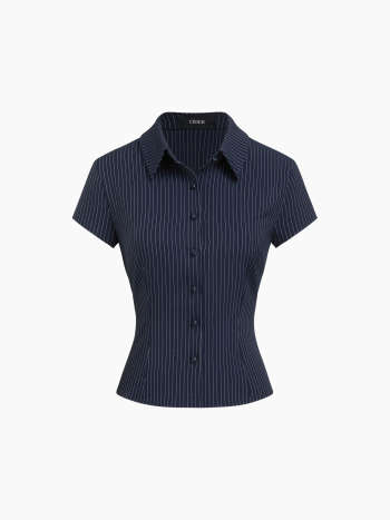 Collar Stripe Short Sleeve Shirt