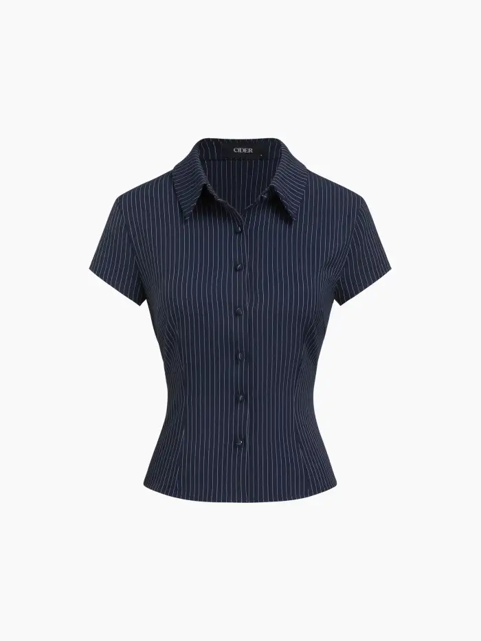 Mandarin Collar Ruched Split Top