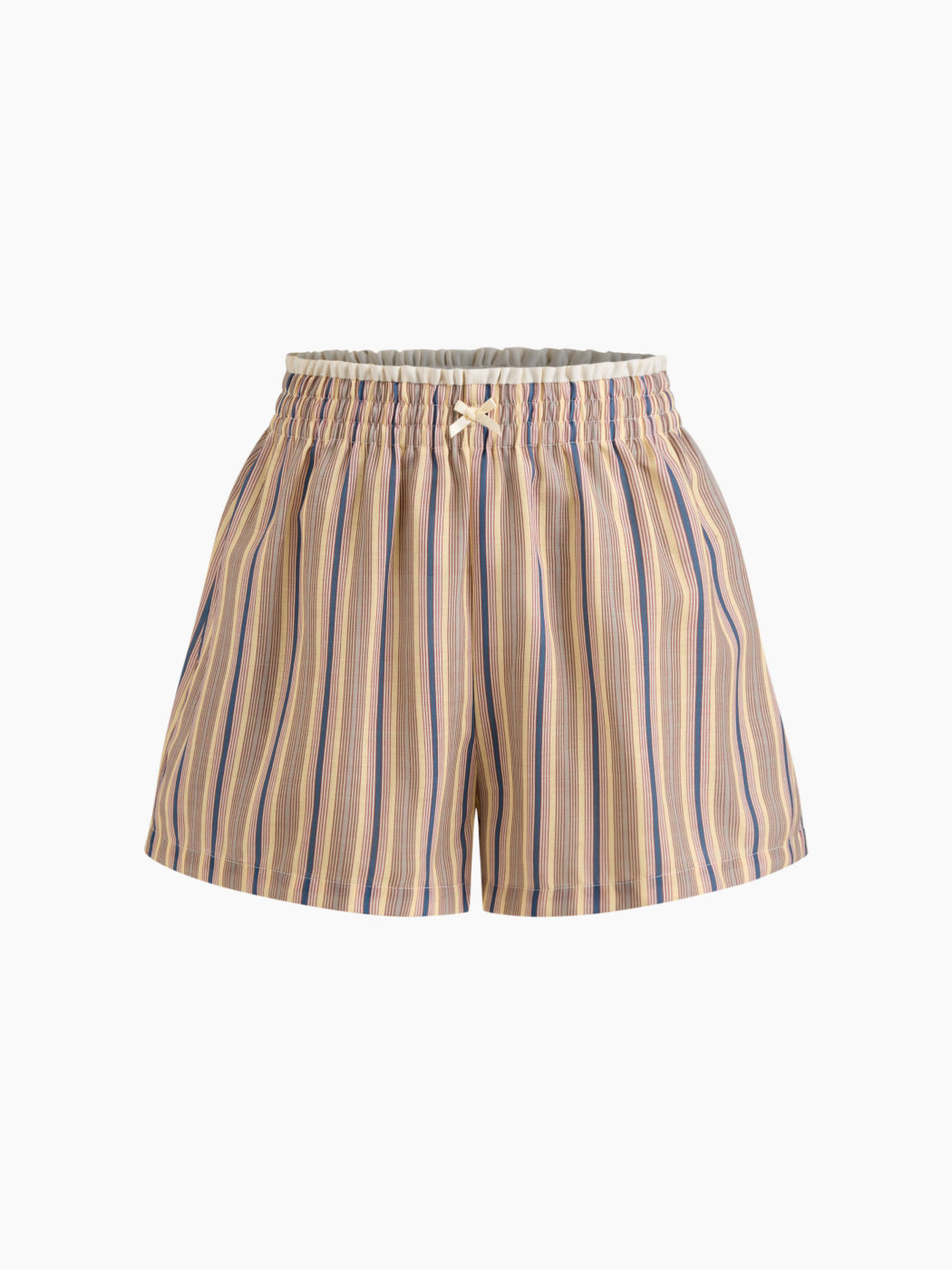 Mid Rise Stripe Bowknot Elastic Waist Shorts