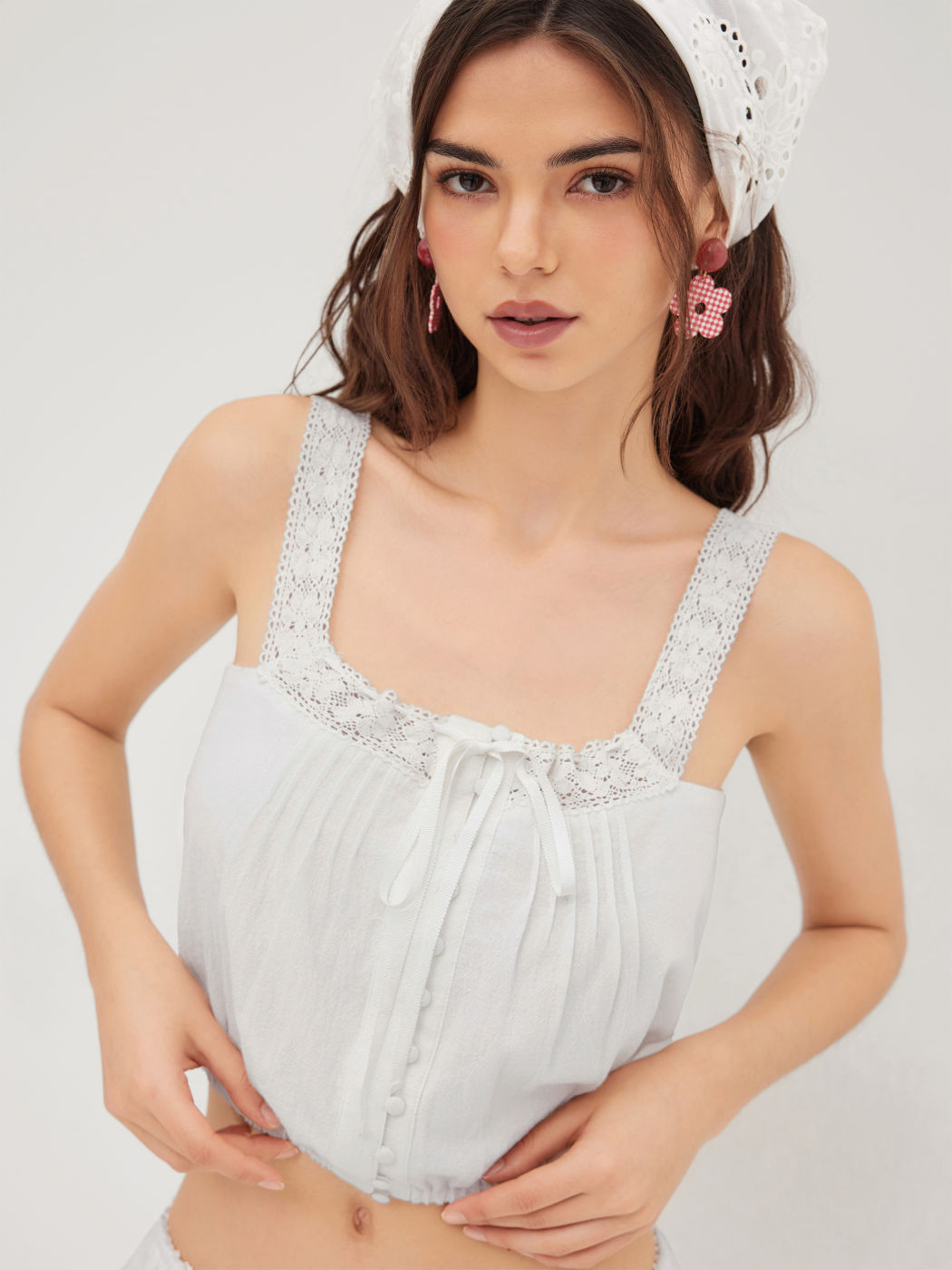 Cotton Elastic Hem Knotted Top