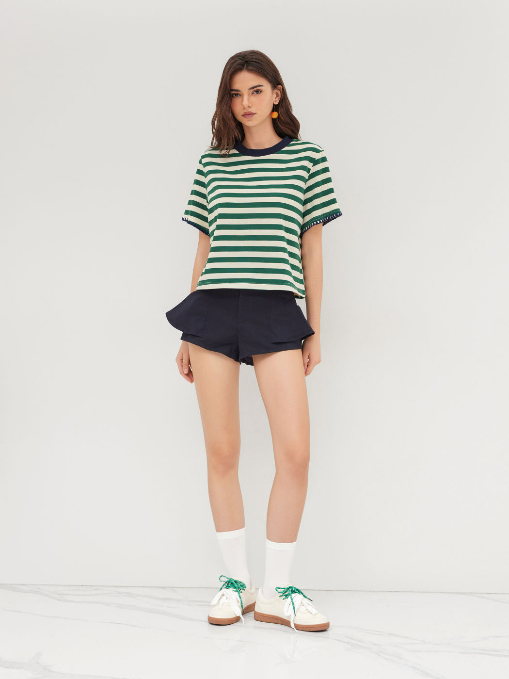 Oversized Cotton-blend Stripe Tee