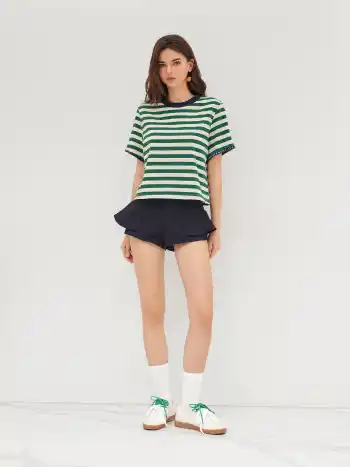 Oversized Cotton-blend Stripe Tee