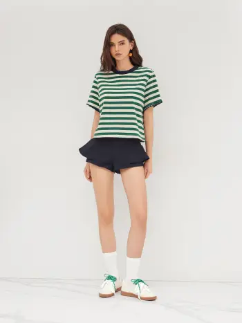 Maglietta oversize a righe in misto cotone