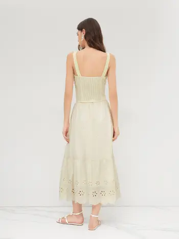 Baumwollmischung Streifen Spalt Cami Oberteil