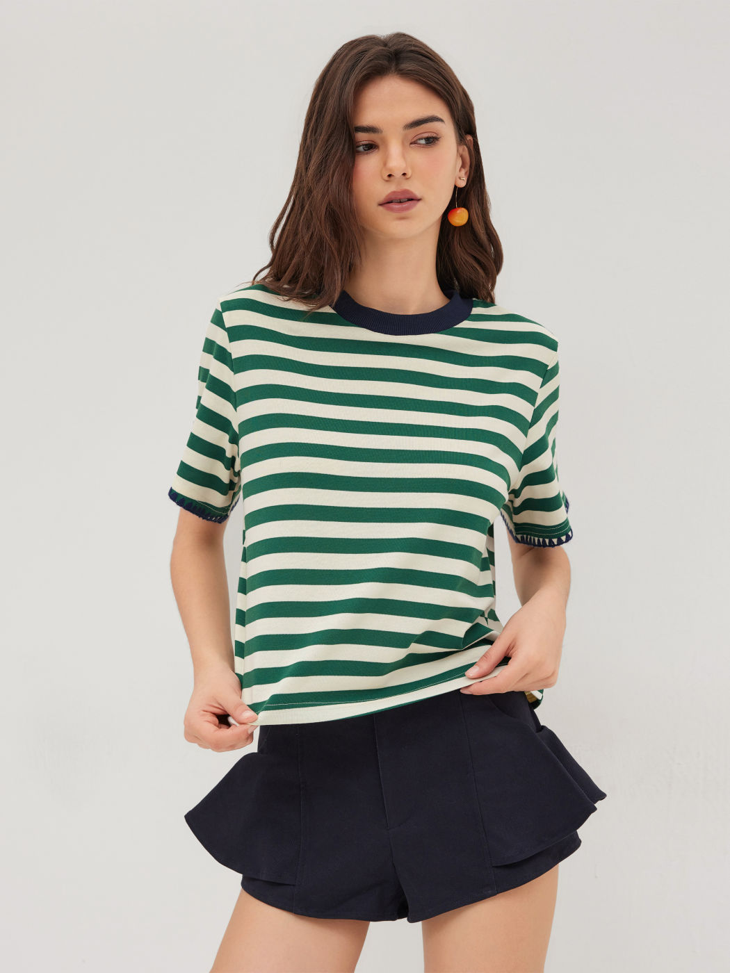 Oversized Cotton-blend Stripe Tee