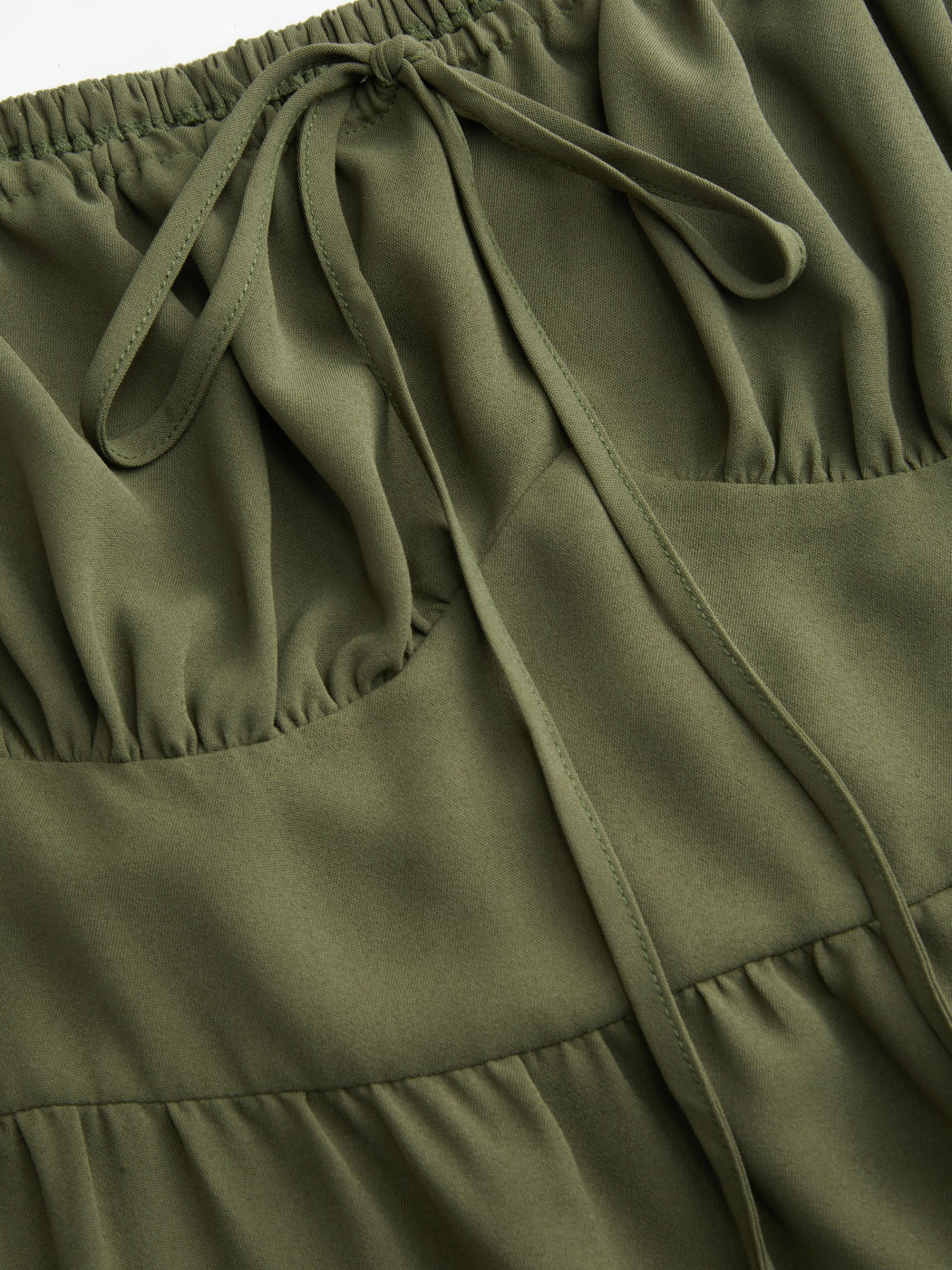 Abito Maxi Curvy & Plus in Chiffon con Scollo Quadrato, Fiocco e Dettagli in Pizzo