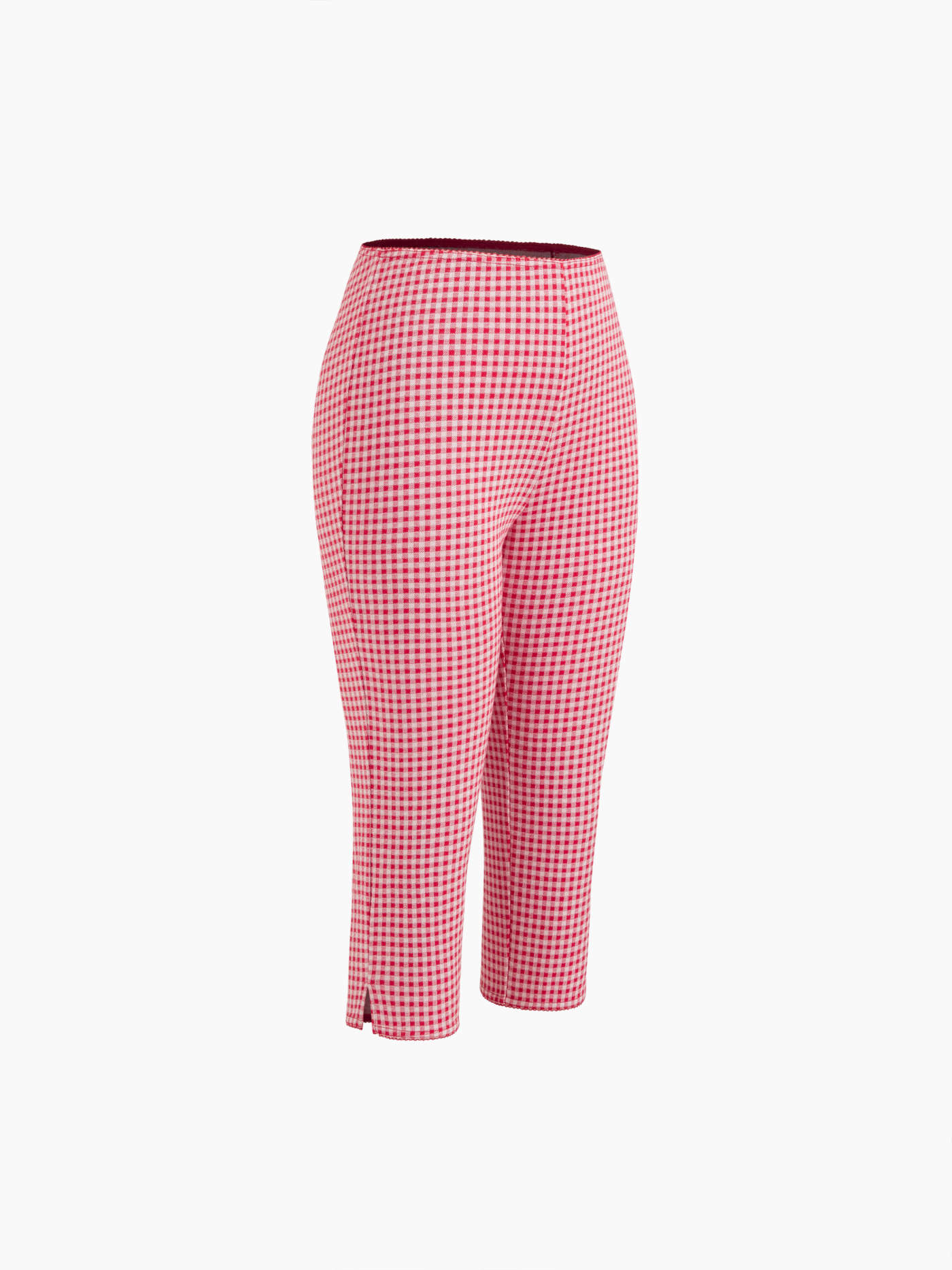 Mid Rise Gingham Ruched Capri Leggings