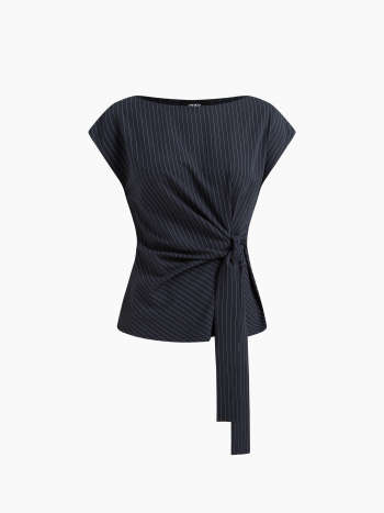 Haut XXL rayé à col bateau et nœud